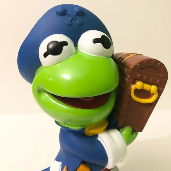 Vintage  Baby Kermit Coin Bank Muppet Babies Pirate Illco 9.5 Inch Tall - Picture 2 of 15